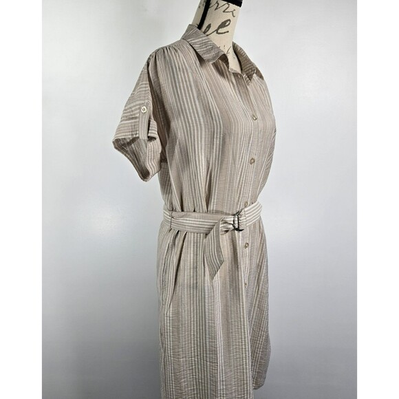 Fred & David Women's Size Medium Striped Tie Waist Button Up Shirt Dress NWT - Picture 6 of 10